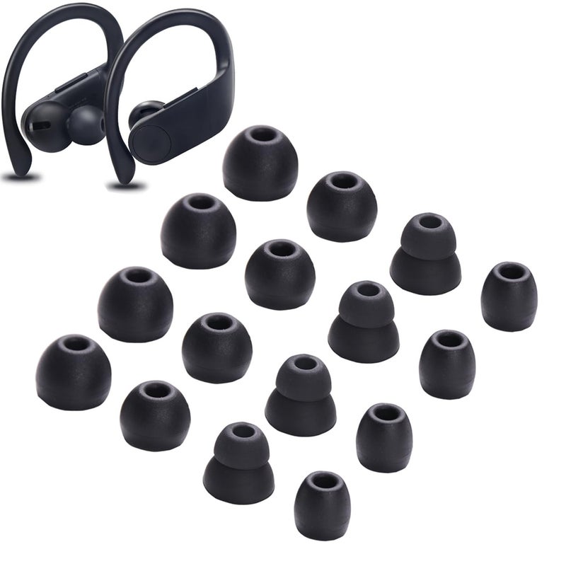 luakesa Replacement Silicone Eartips Earbuds Buds Set for Powerbeats Pro Wireless Earphone Headphones,8 Pairs (Blcak) - Image 1